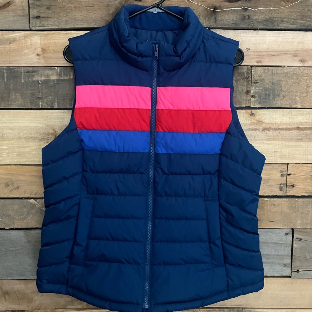 GAP striped puffer vest.